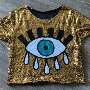 Vintage eye sequin shirt